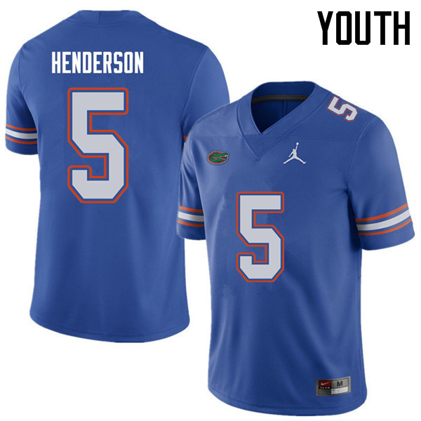 Jordan Brand Youth #5 CJ Henderson Florida Gators College Football Jerseys Sale-Royal - Click Image to Close